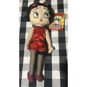 Sugar Loaf Retro Stylin'‎ 1920's Betty Boop Doll Red Flapper Dress Fishnets 16"